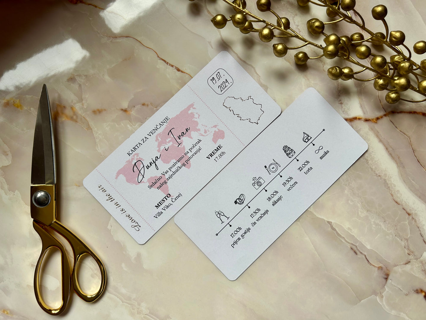 Boarding Pass Wedding Invitation Green
