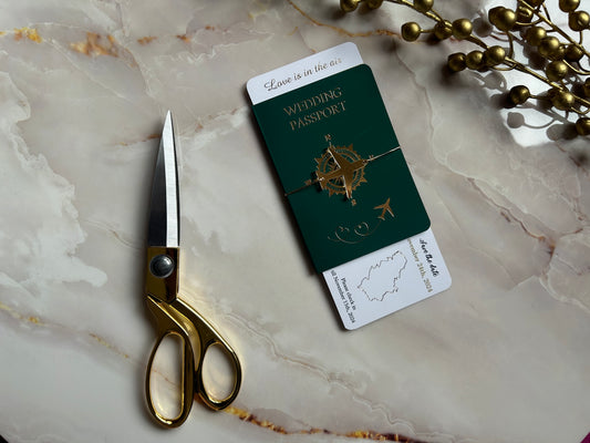 Boarding Pass Wedding Invitation Green